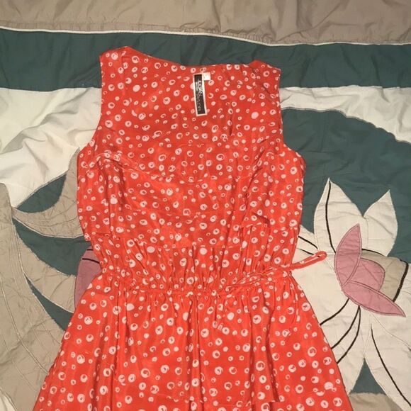Julian Taylor 🍊 bright orange and white polka dots ruffled womens dress size 6 - Picture 6 of 11